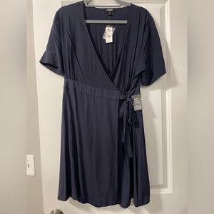 Express Medium Navy Wrap Dress